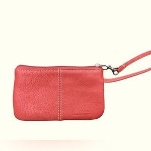 Orange genuine leather Soprano Wristlet soft leather wallet purse
